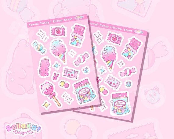 Kawaii Girl Candy Sticker Sheet Cute Pink Candy Stickers - Etsy