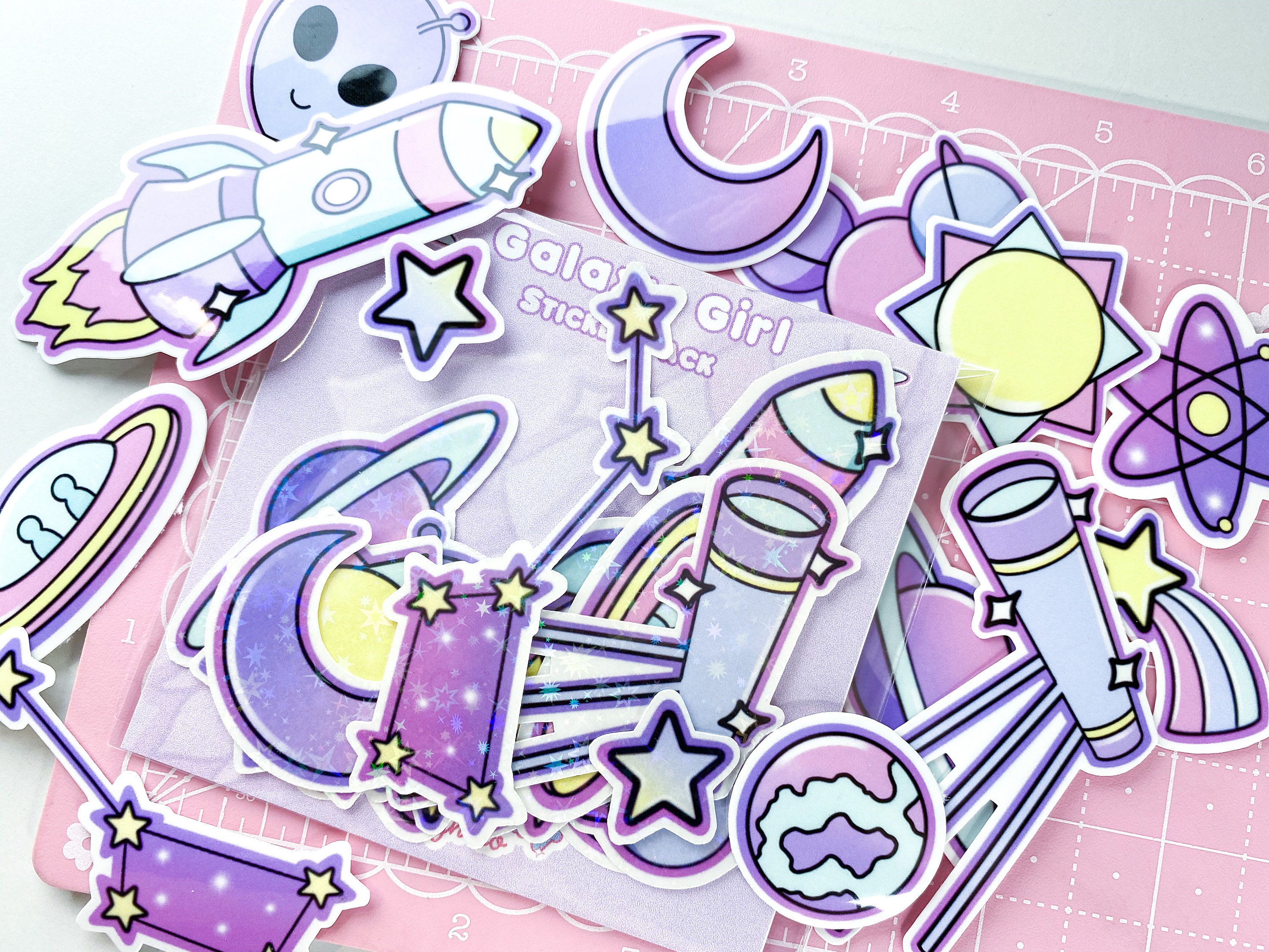 Galaxy Girl Sticker Pack / Space Themed Stickers Alien Etsy