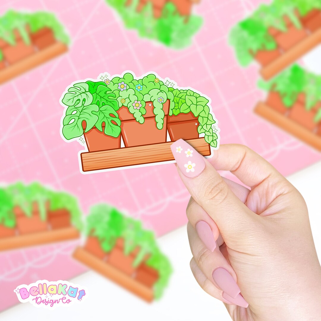 Happy Houseplant Shelf Sticker Aesthetic Plant Laptop Stickers Cute