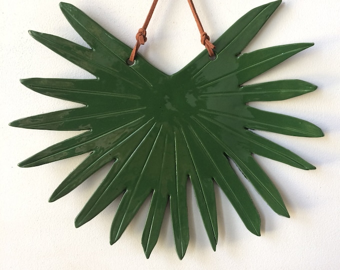Ceramic Palm Leaf Wall Hanging Boho Wall Decor Ceramic Art Etsy