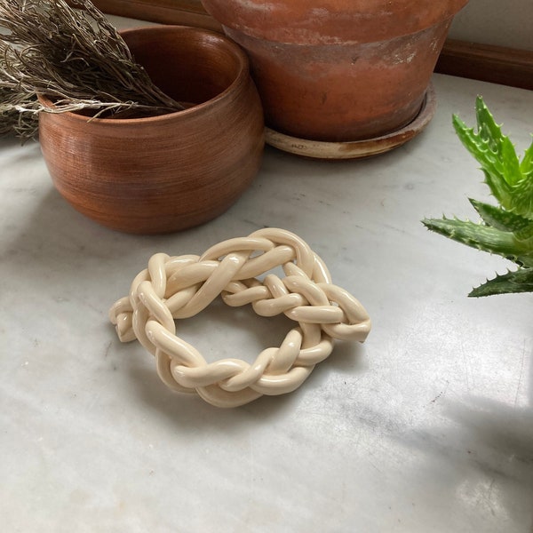 Braided ceramic knot, Ceramic sculpture, Coffee table decor, Ceramic Art