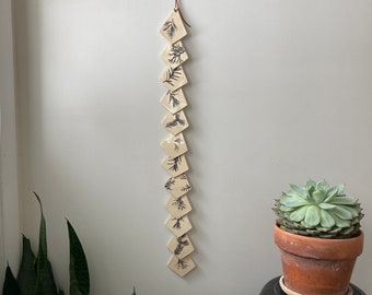 Adorno de pared botánico de azulejos de cerámica, arte de pared de cerámica, decoración de pared de cerámica, adorno de pared de cerámica boho