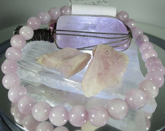 Véritable bracelet naturel de perles de kunzite rose de 6 mm. 8 « Pouces Longueur
