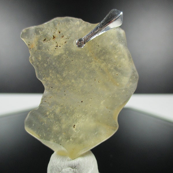 Raw Libyan Desert Glass LDG Gold Tektite Sterling Silver Bail Pendant. 4.6 grams