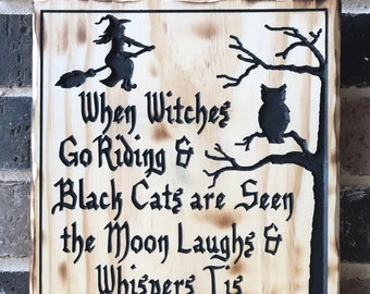 Not Every Witch Lives in Salem Wood Block Novelty Picture Shelf Sitter Black Cat