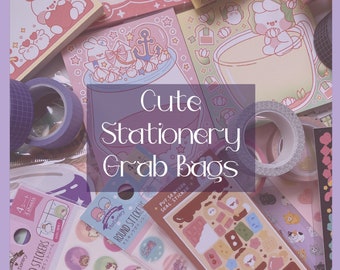 Bolsa de papelería kawaii: pegatinas, cinta washi y hojas de notas
