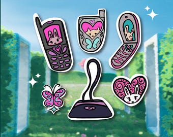 Y2K Cellphone Holographic Sticker Pack | Handmade Vinyl Decals