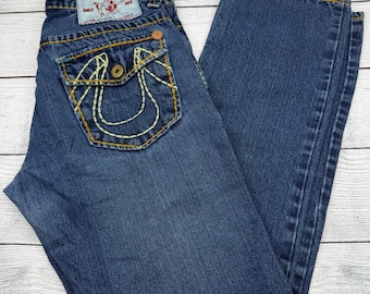 Vintage True Religion Joey Super T Jeans Mens Size 32 Dark Wash Button Fly Denim