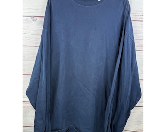Camiseta vintage Nike de manga comprida com gola alta, azul marinho, com Swoosh bordado, tamanho XXL, anos 90.