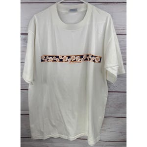 Vintage All Sport Max Gewicht California Hibiscus Floral T-Shirt Weiß Large 90er Jahre