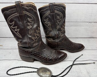 Vintage Black Leather Western Boots by Tom Taylor - Santa Fe 
