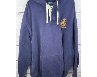 Sudadera con capucha Polo Ralph Lauren para hombre, talla 3XB, azul marino, con el escudo del 1.er Regimiento de la 1.ª División.