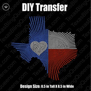 Texas Burst DIY Spangle Bling Iron On Hotfix Transfer Holographic Spangles