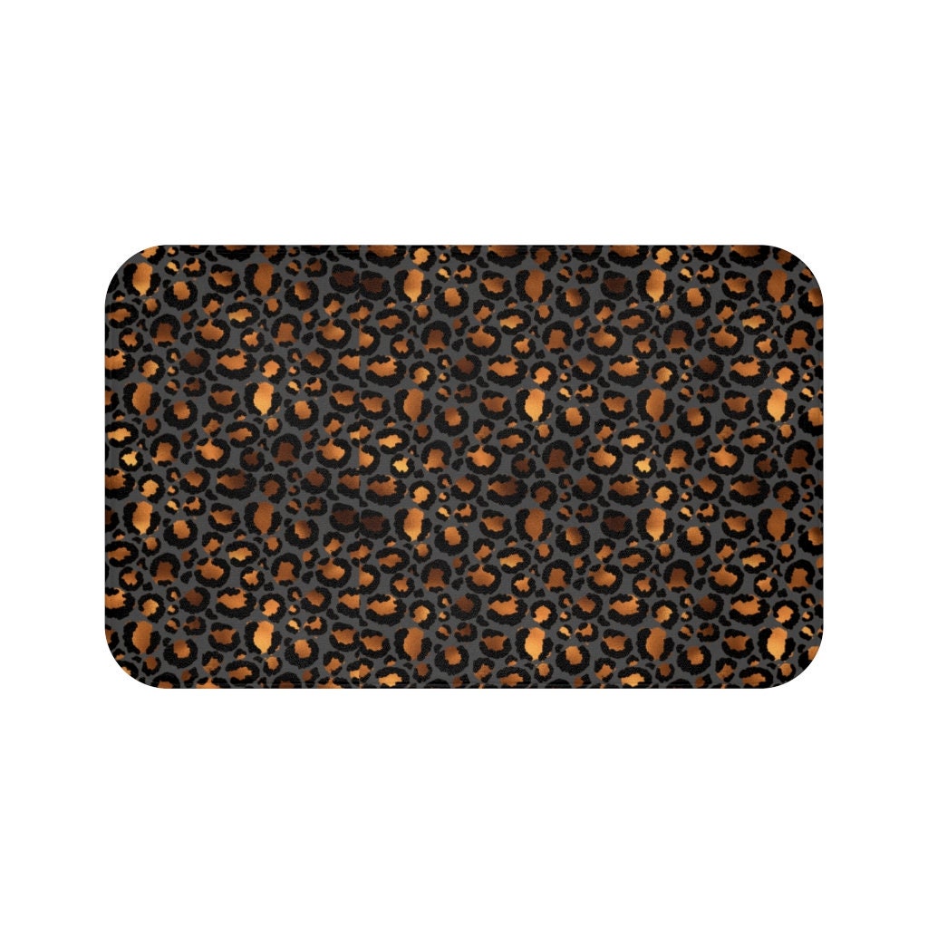 Alfombrilla de baño de leopardo dorado | Etsy