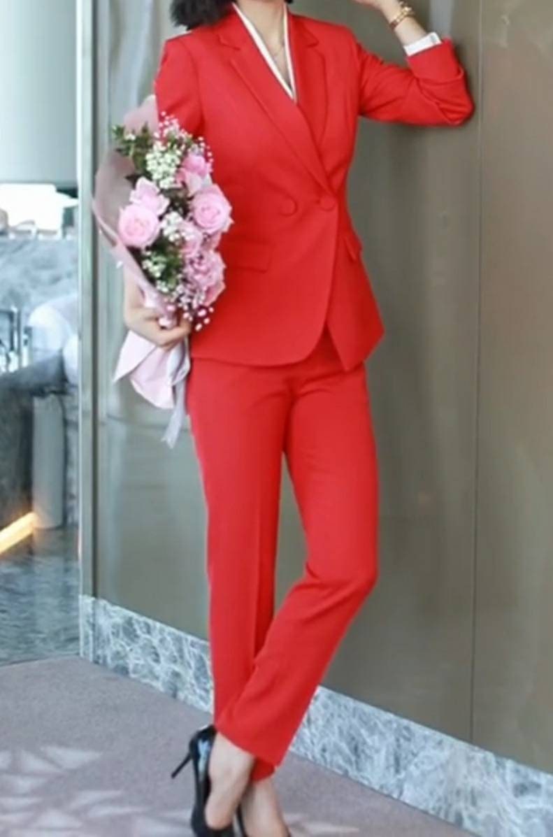 Rose Red Red Mother Of The Bride Pant Suits Office Formal Lady Blazer  Desgas De $412,02