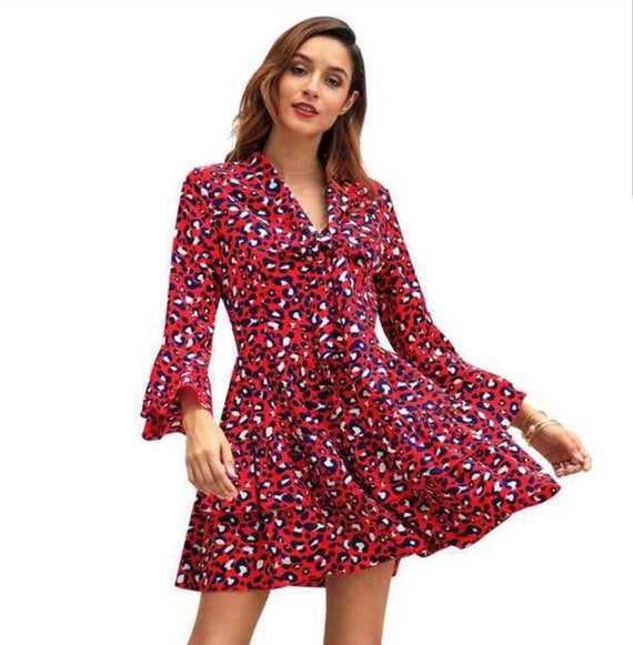 animal print dress red