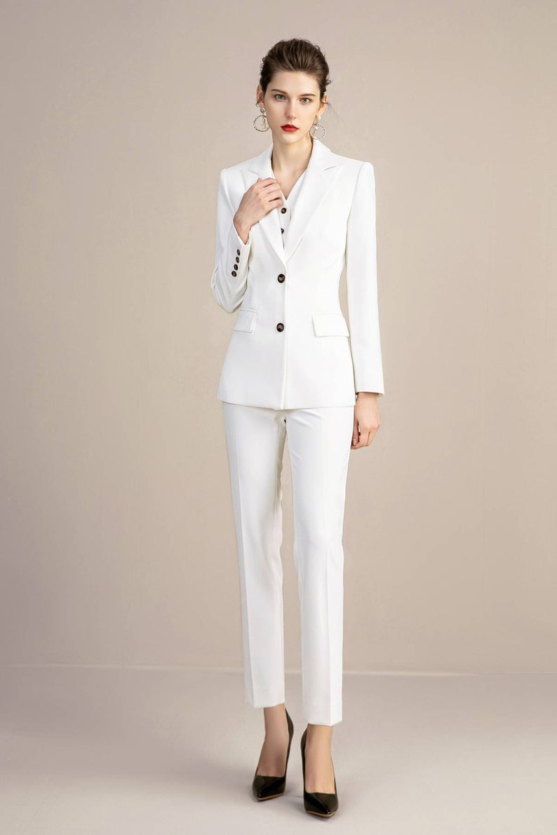 White 3-piece Pants Suits Formal Suits With Blazer Waistcoat - Etsy