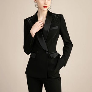 Black 3-piece Pants Suit With Blazer, Waistcoat and Pants, Black