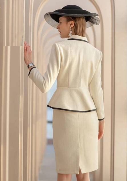 Beige hot sale skirt suit