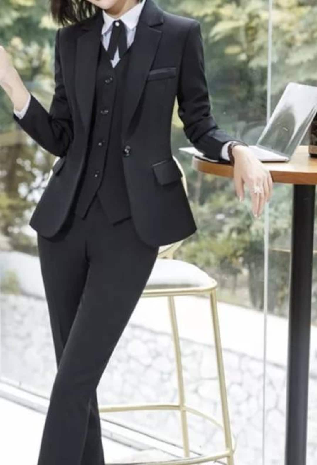 Black 3-piece Pants Suit With Blazer, Waistcoat and Pants, Black Formal  Tailored Suits, Wedding Suits 
