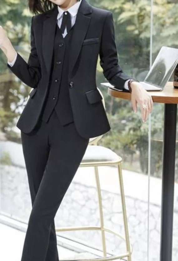 Dressy Pantsuits for Women Cocktail Women's Casual Solid Long Sleeve Suits  Button Coat High Waist Long Pant Two Piece, Black, Small : :  Clothing, Shoes & Accessories