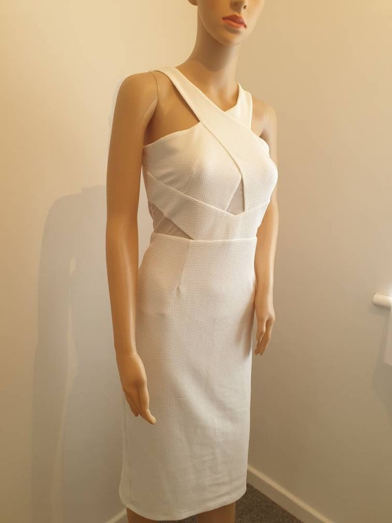 White Mesh Evening Party Dress. UK Size 