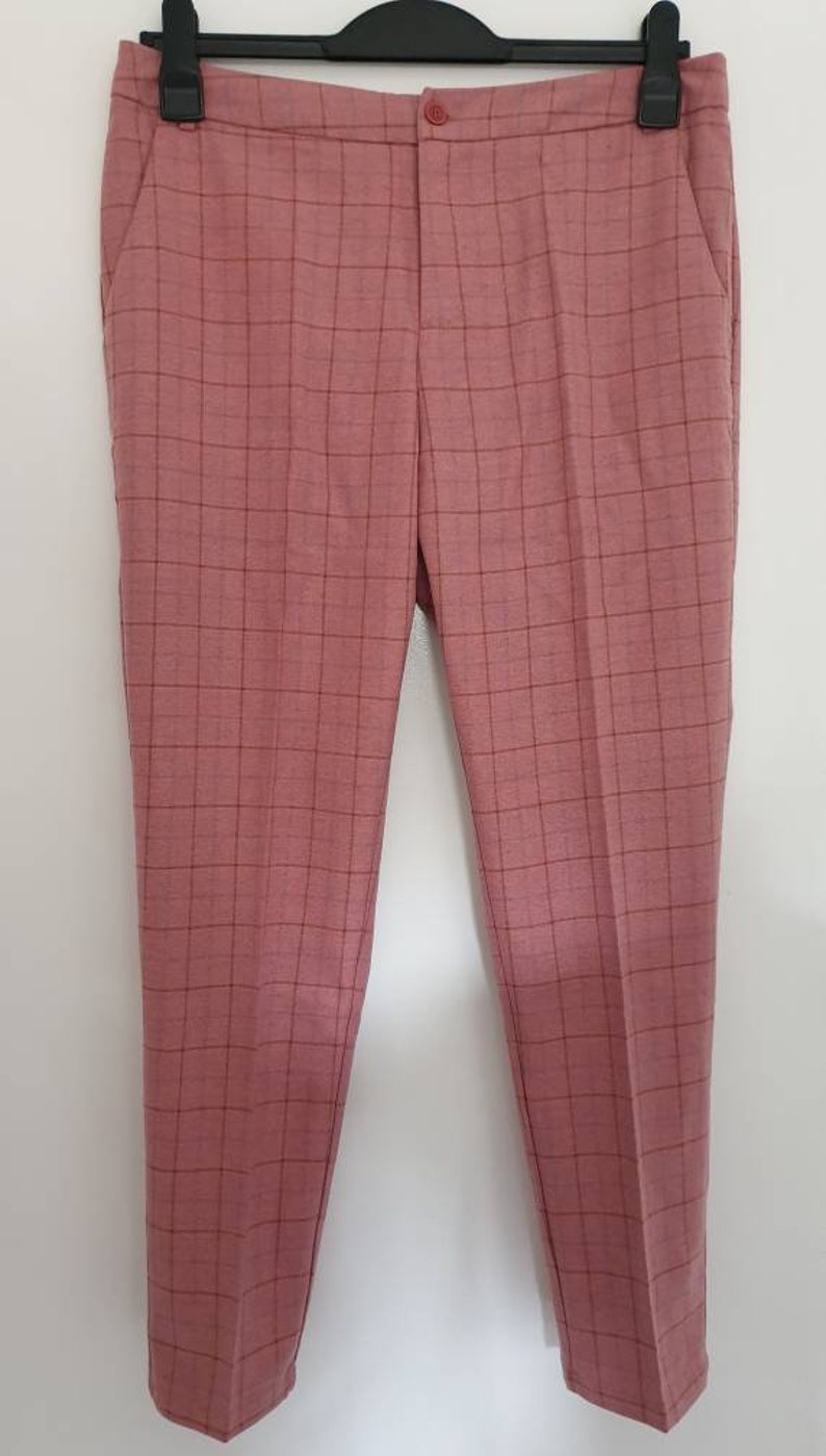 Pink Plaid 2-piece Double Breasted Pants Suit Chequered Pants | Etsy UK