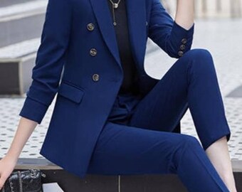 dark blue pant suit