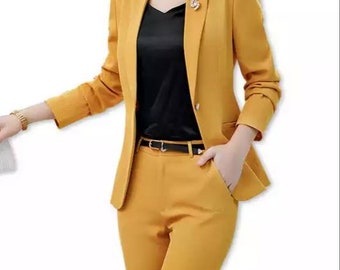 Yellow 2-piece Pants and Blazer Suits White or Black Pants - Etsy