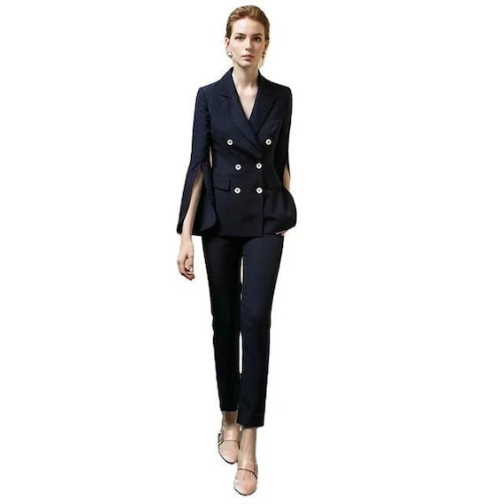 Women's black suits ladies' double breasted suits Etsy