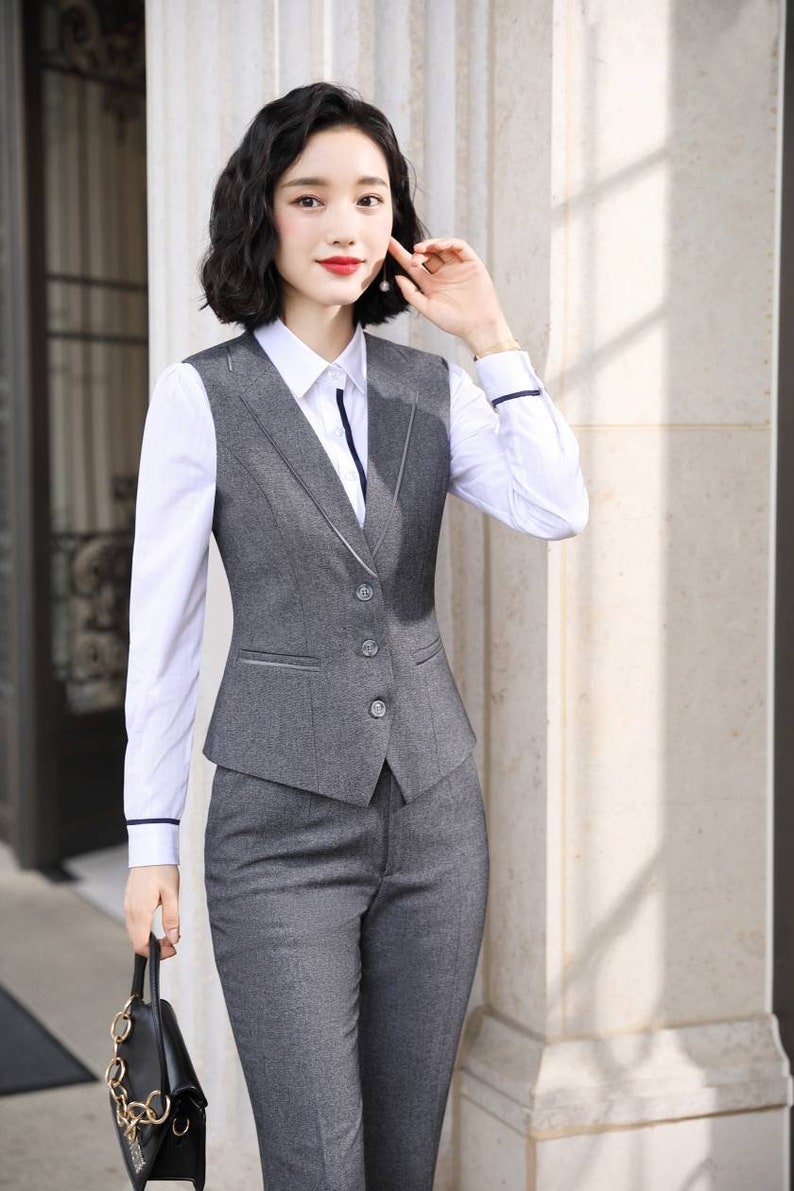 Solid Grey 3-piece Suits Grey Pants Suits With Blazer - Etsy