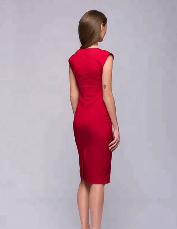 Vestido de algodón rojo vestido de vaina formal rojo con - Etsy México Vestido de algodón rojo vestido de vaina formal rojo con - Etsy México