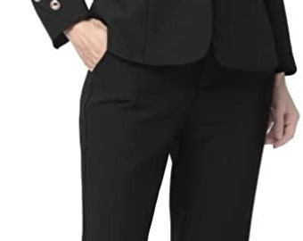 Pantalón negro de 2 piezas o traje de falda con elegantes mangas adornadas con botones, trajes formales de oficina, trajes de boda, trajes