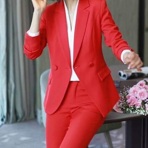 Women's Red Quilted 2piece Suits Ladies' Red 2 Piece Etsy UK