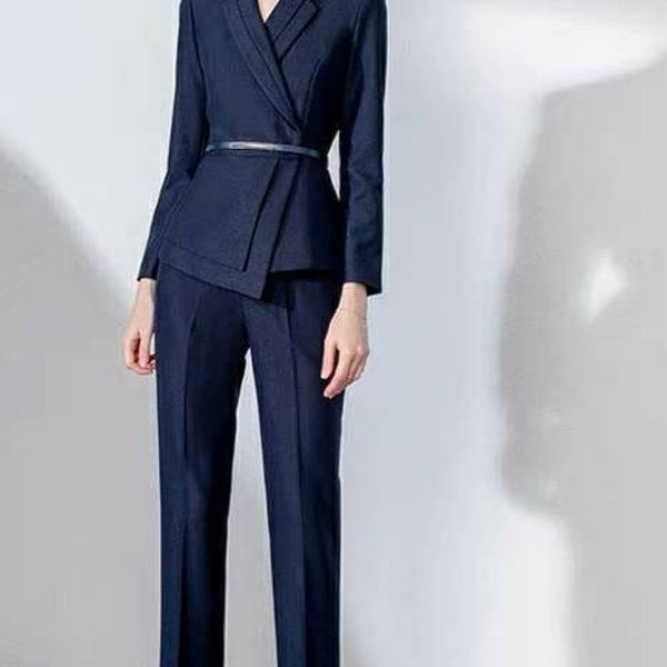 Navy Blue Pants Suit for Women Etsy