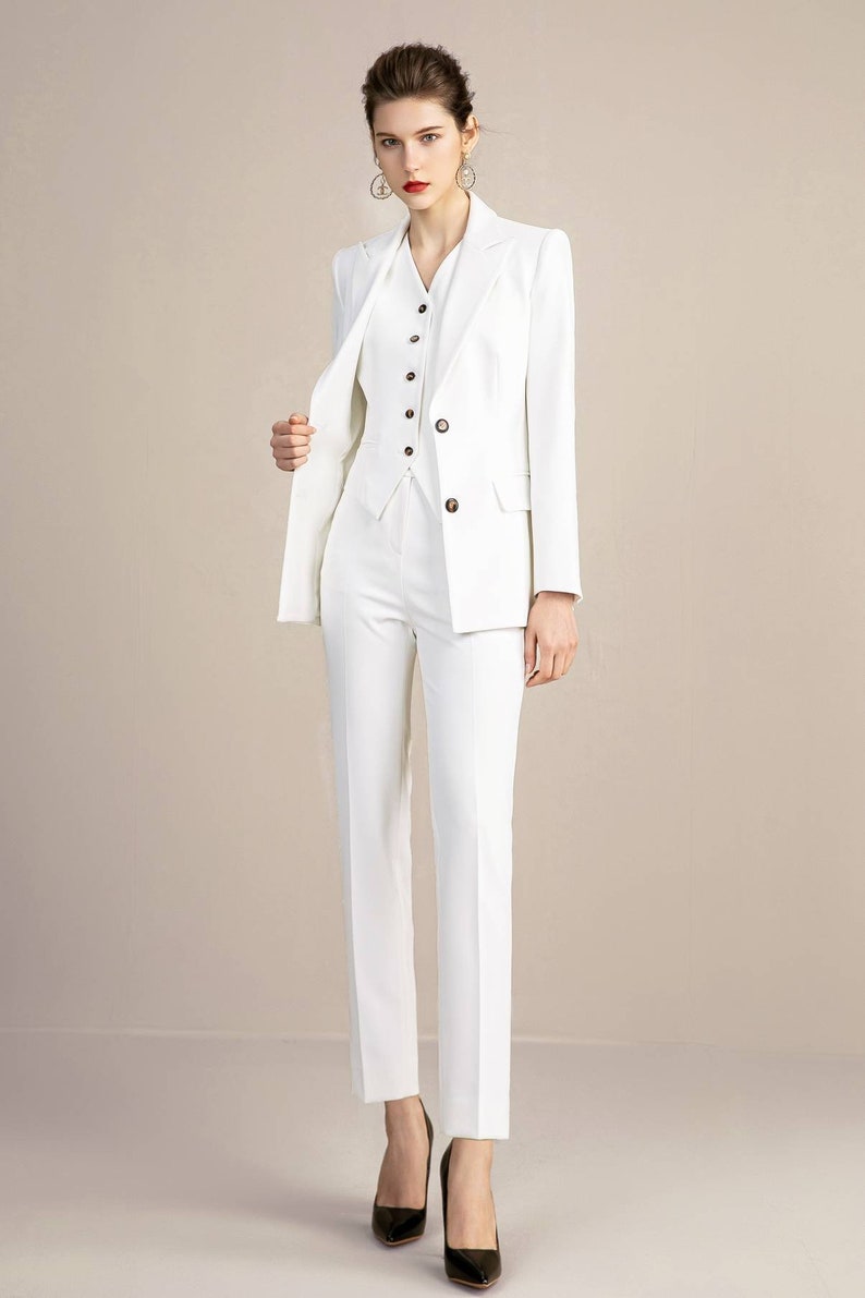 White 3-piece Pants Suits Formal Suits With Blazer Waistcoat - Etsy