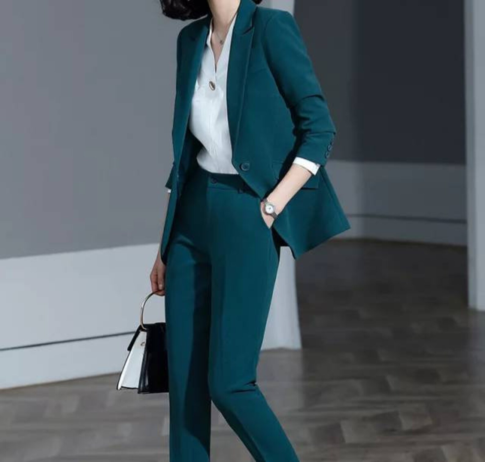 Green Pants Suits Ladies' Green 2 Piece Pants and Blazer Etsy UK