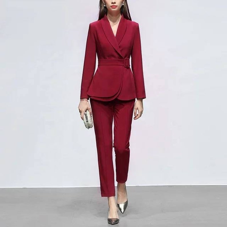 red suit pants women