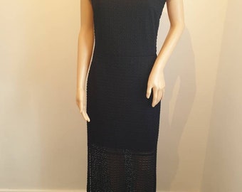Black dress, lace dress, Black lace maxi dress, UK size 12