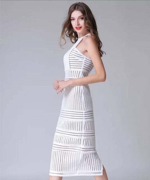 white midi evening dress