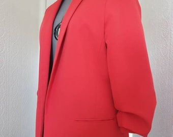 Orange blazer, free fitting twisted sleeve blazer, UK size 16 blazer, formal tailored blazers for women