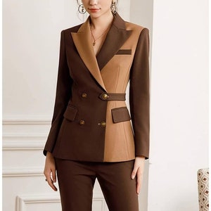 Black Women's Pants Suit Set With Blazer, Black Classic Women's Suit Set,  Black Blazer Trouser Suit for Women 