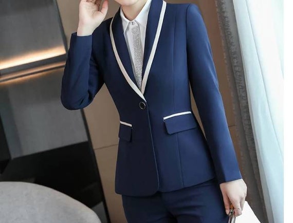 Khaki 3-piece Women's Suit With V-neck Vest, Suits With Blazer