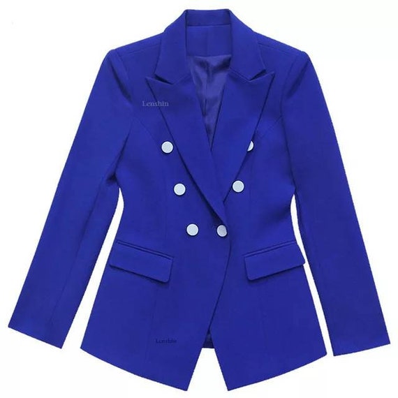 Light Blue Womens Blazer Suit, Office Women 3 Piece Suit With Slim