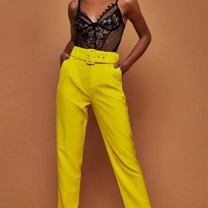 Damenhose Rosa Bants Fur Frauen Gurtel Damen Hose Formale Etsy