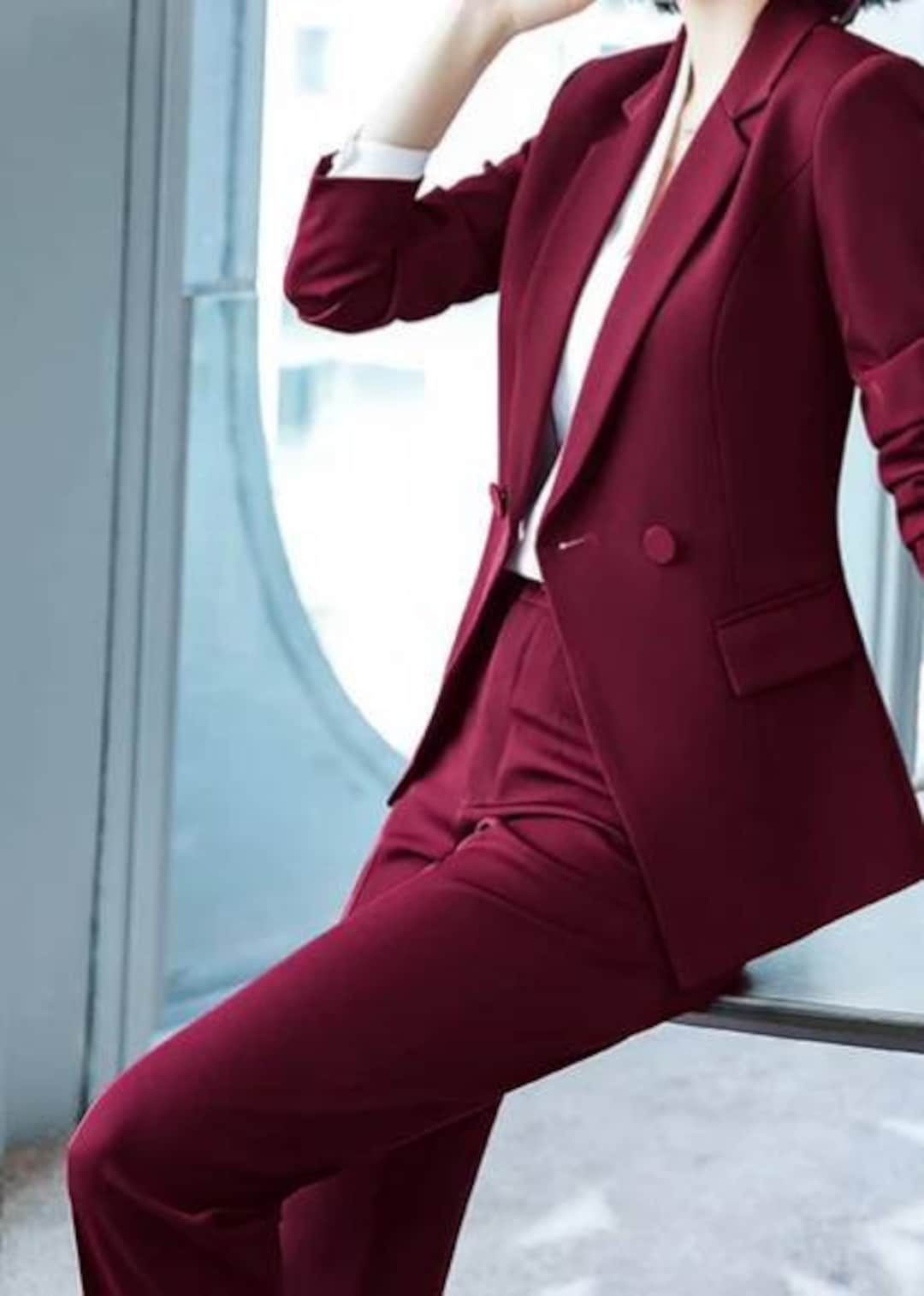 Burgundy trouser suit outlet