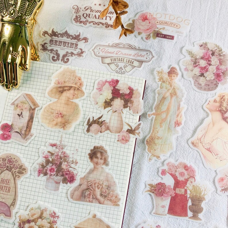 60PCS 30x2 Ladies & Flowers Vintage Translucent Die Cut | Etsy