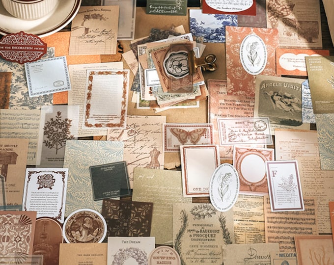 80PCS Ephemeral Junk Journal Kit, Vintage Vellum Stickers Retro Paper ...
