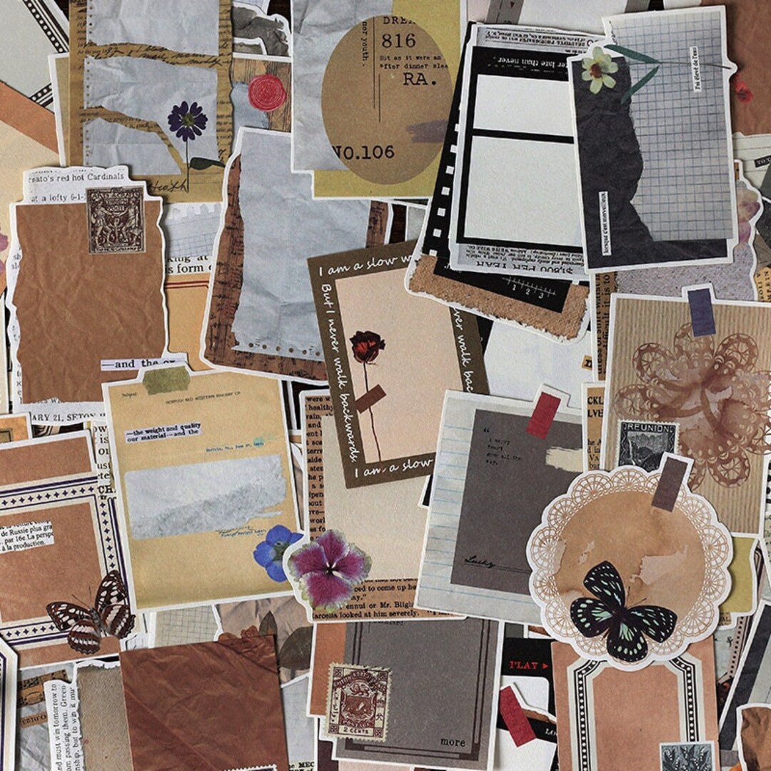 Junk Journal Ephemera Note Paper Pack 20pcs Printed Non adhesive