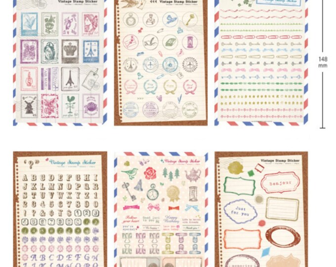 6 Sheets Vintage Functional Stickers Pre-cut Journal Daily | Etsy
